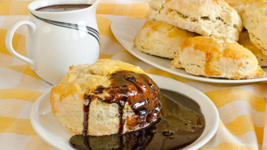 Chocolate gravy over biscuits Chocolate gravy over biscuits