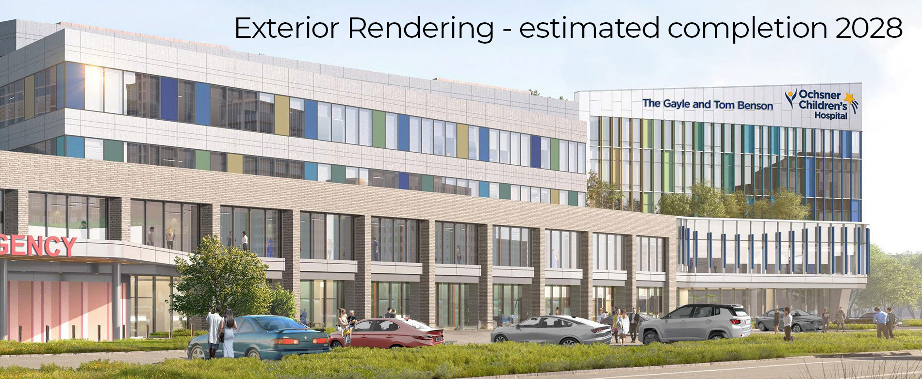 The Gayle and Tom Benson Ochsner Children’s Hospital construction rendering