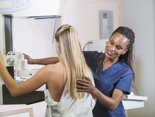 Woman getting cancer screening