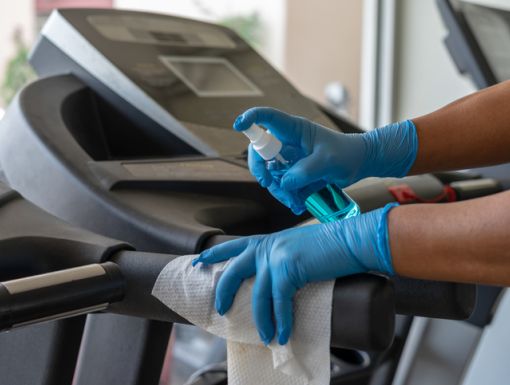 Cleaning gym equipment