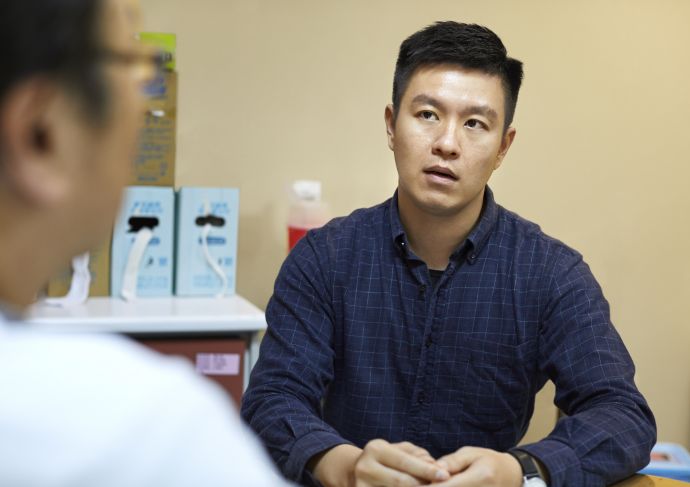 Male patient doctor visit