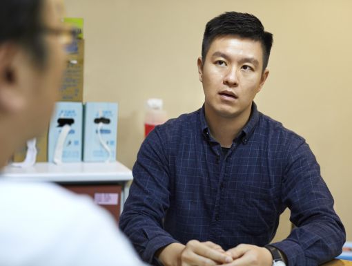 Male patient doctor visit