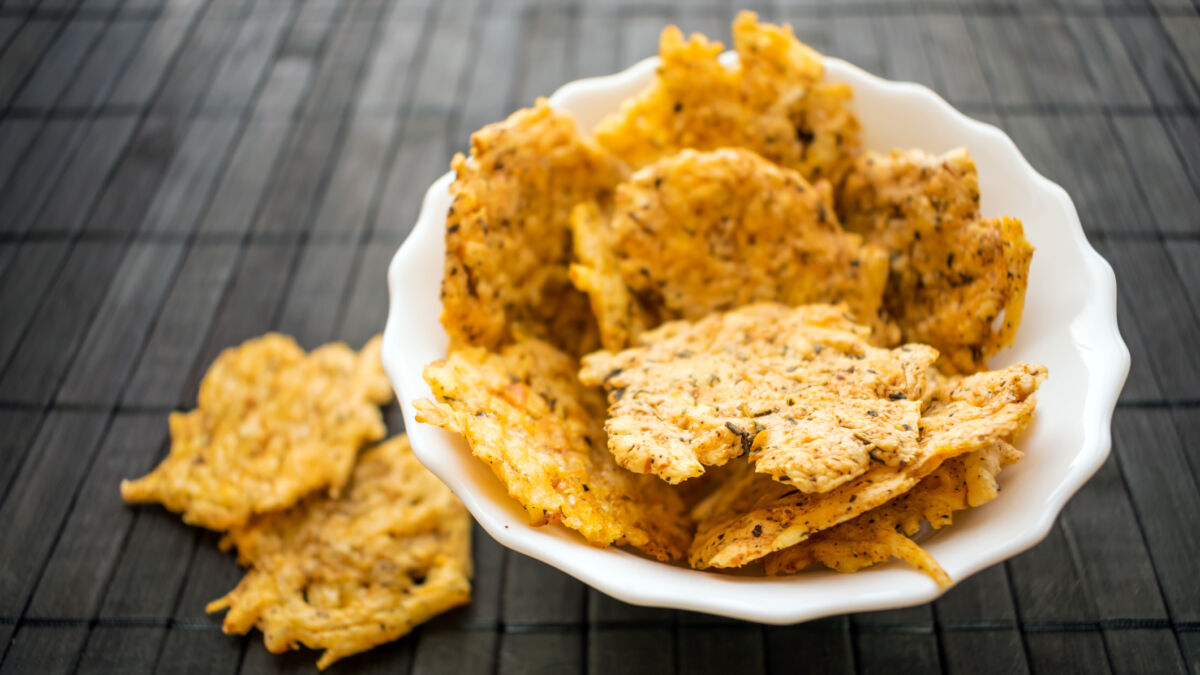 Cheese Crisps in Snack Bowl