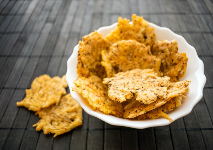 Cheese Crisps in Snack Bowl