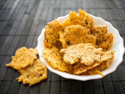 Cheese Crisps in Snack Bowl