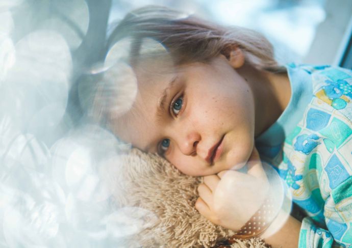 Little girl with ear infection