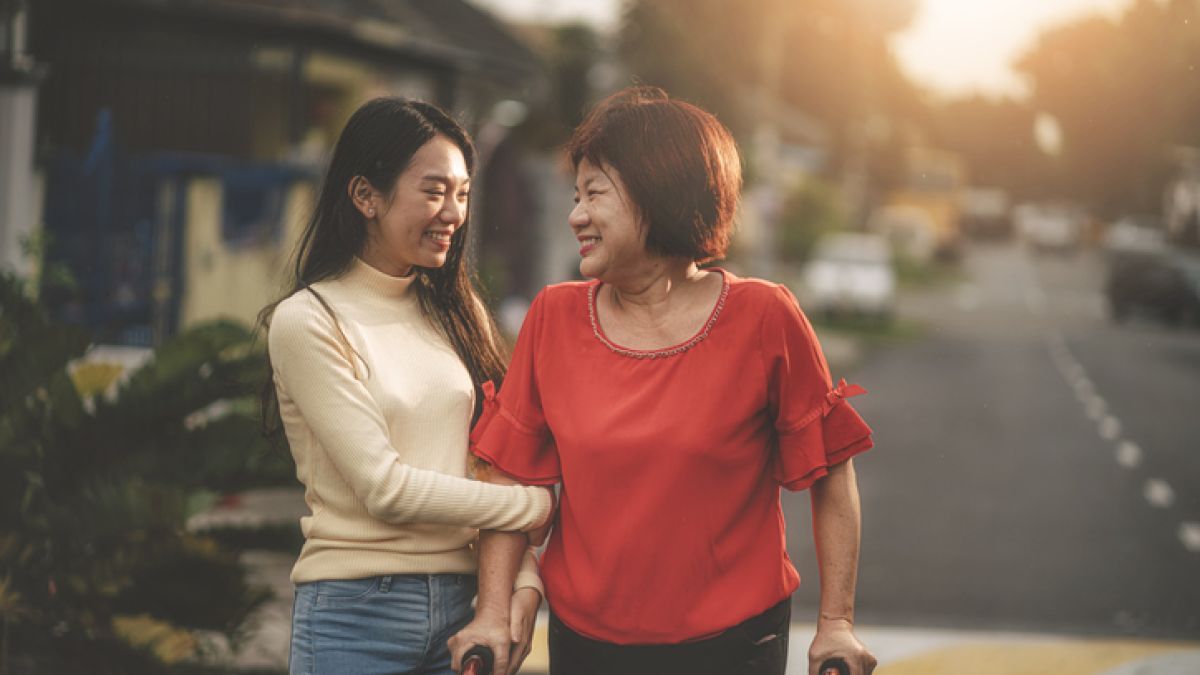 Older mother and daughter