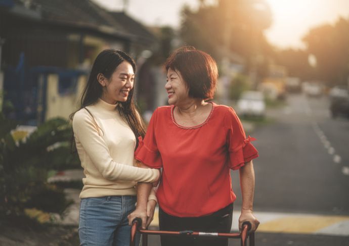 Older mother and daughter