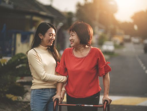 Older mother and daughter