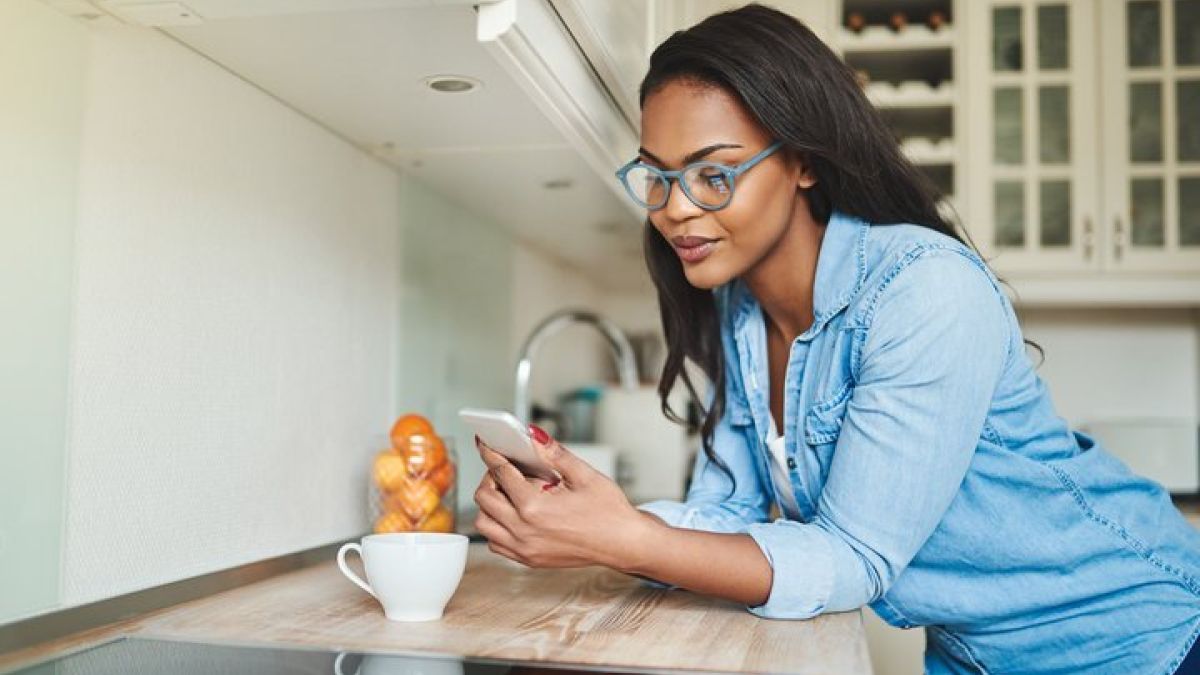 Woman researching on her phone