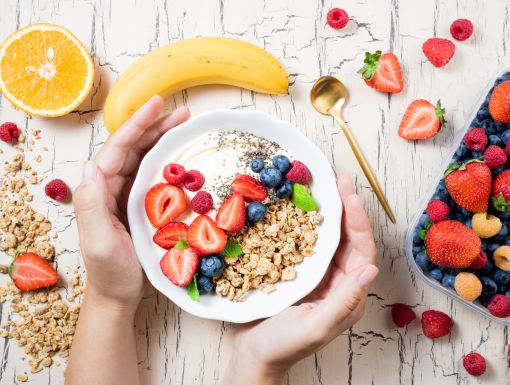 A bowl of healthy granola with Fruit