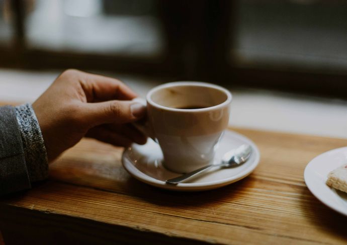 Cup of mushroom coffee on counter