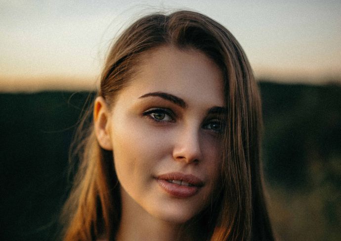 Young woman with long hair