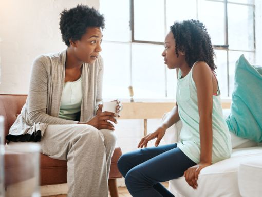 Mother talking with Daughter
