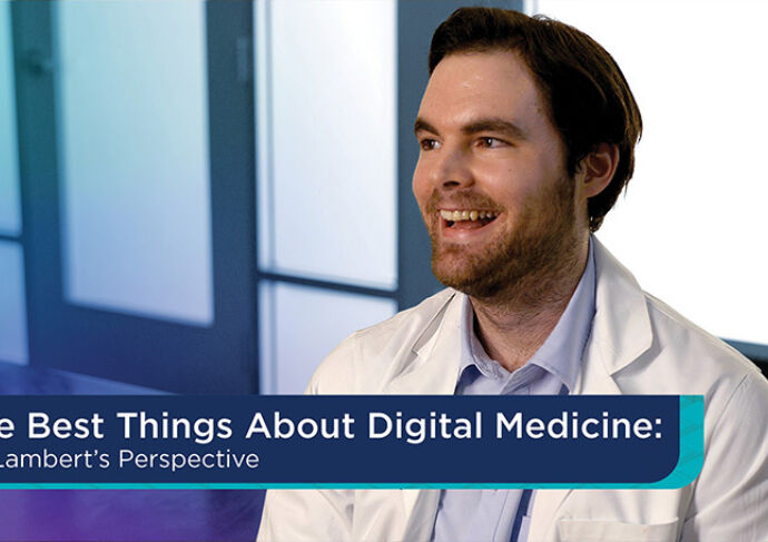 smiling primary care doctor in white coat with text on image