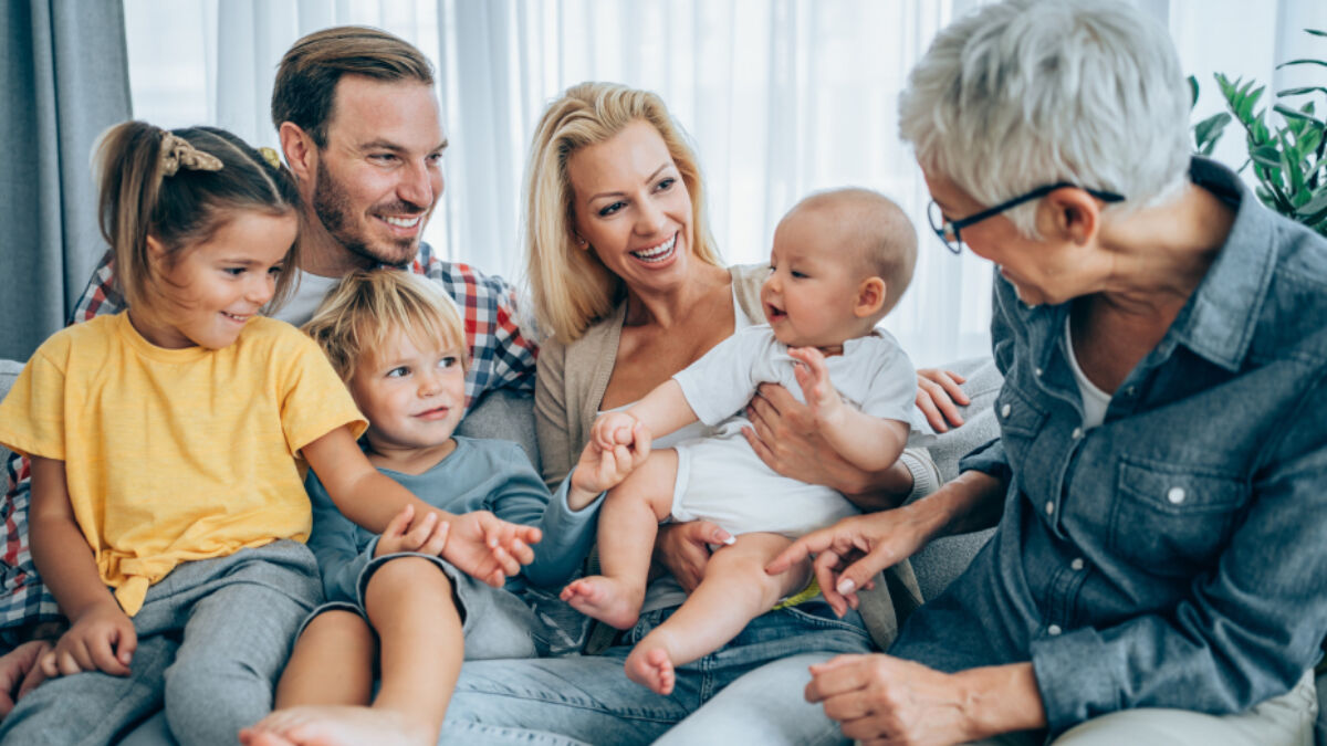 Happy multi generational family