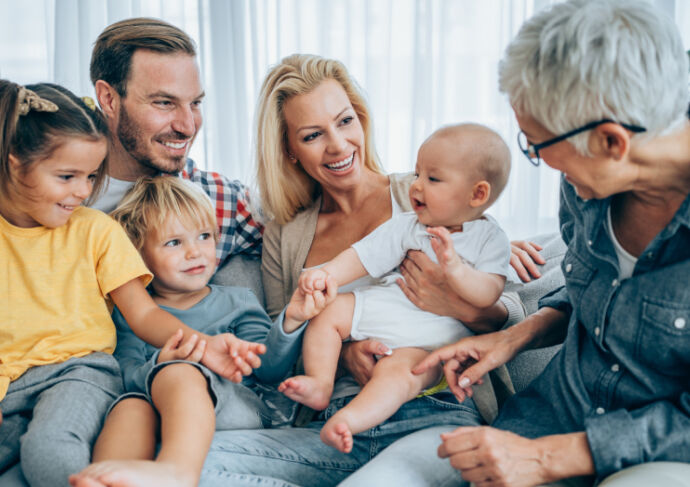 Happy multi generational family