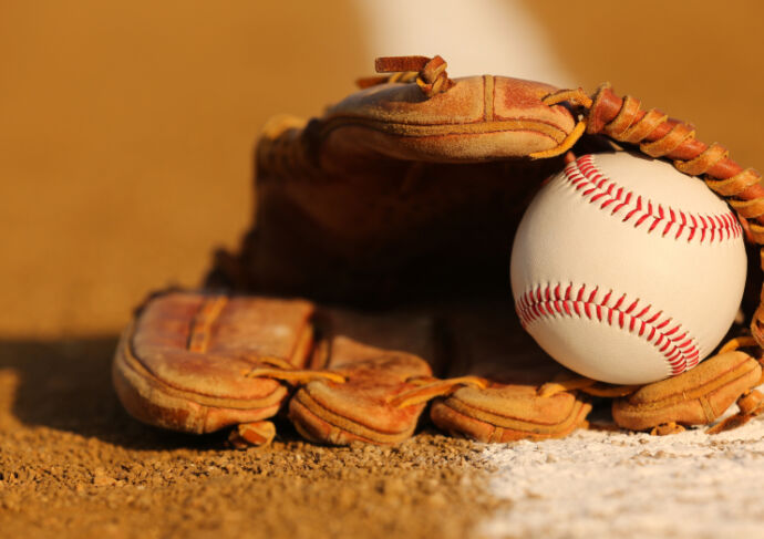 Baseball glove and ball