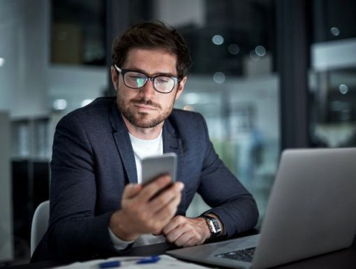 Man researching on his cell phone