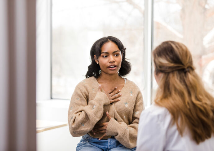 Young patient with sickle cell disease and doctor
