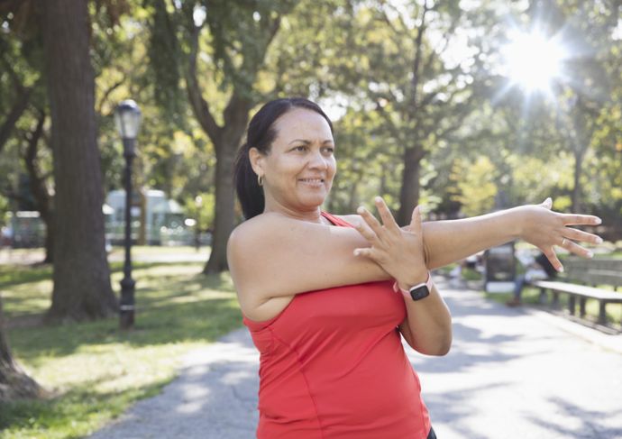 Woman stretching before workout
