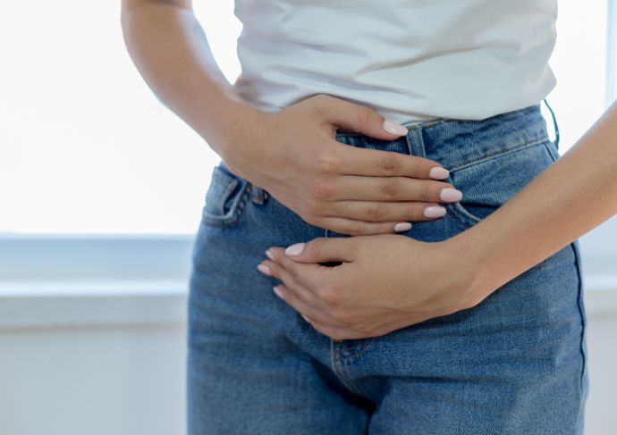 Woman holding her stomach