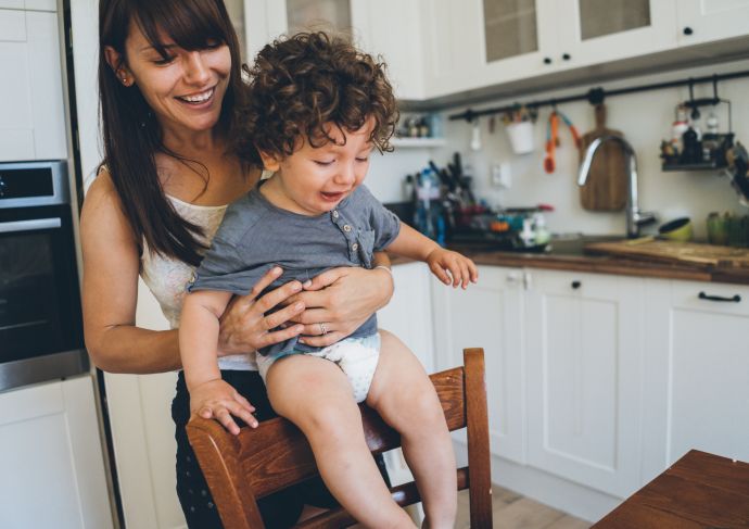 Mom with Toddler in Diaper