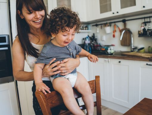 Mom with Toddler in Diaper