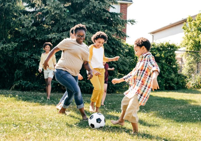 Children Exercising Soccer Running