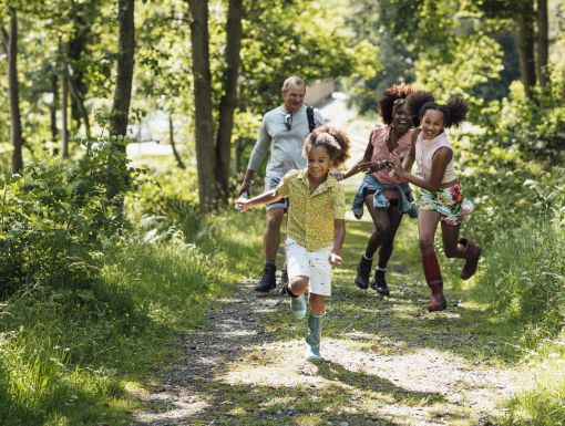 Family outside in the woods bug bites