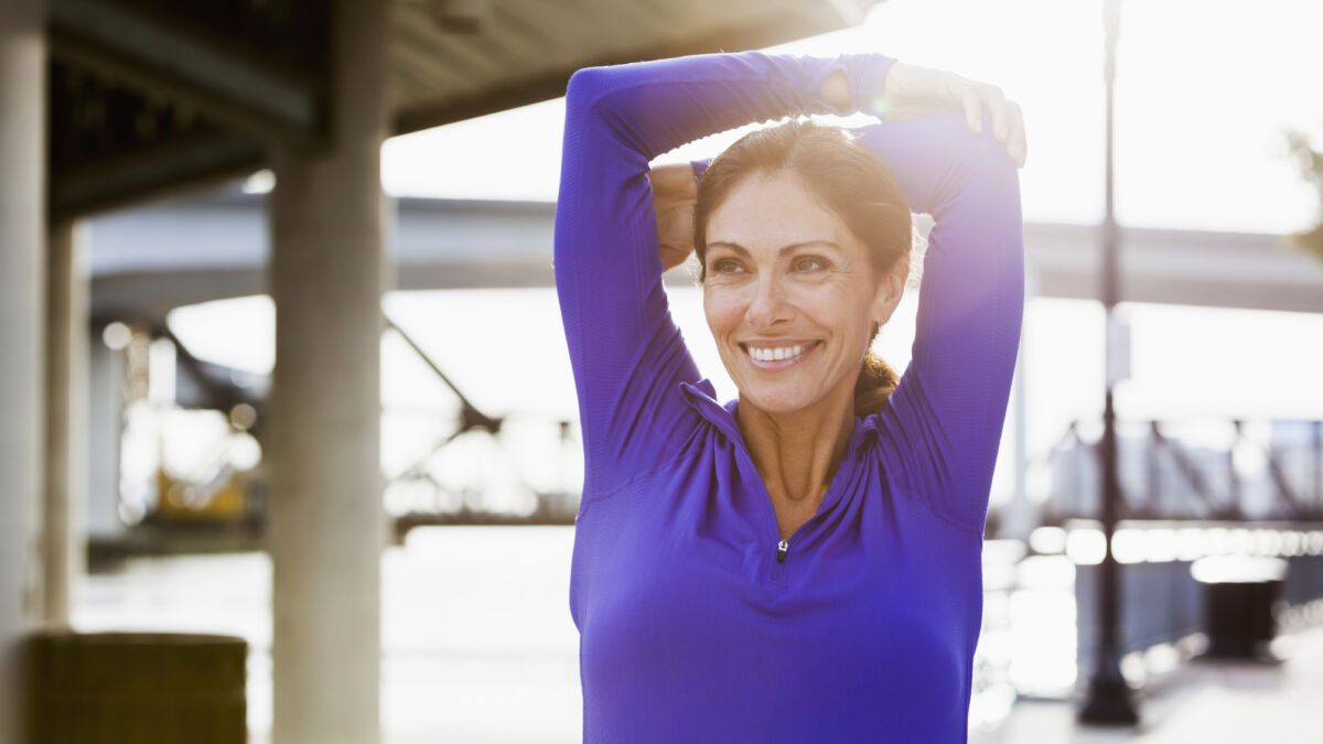 Happy woman exercising