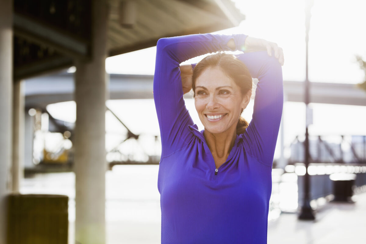 Happy woman exercising