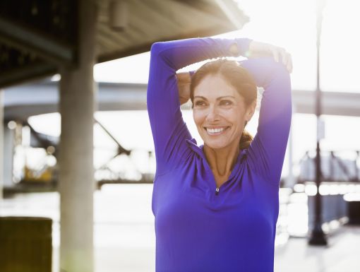 Happy woman exercising