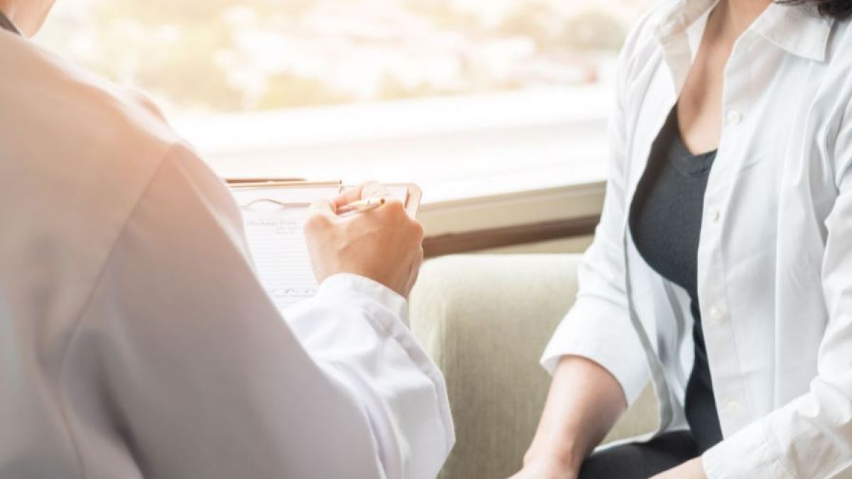Woman at doctor visit