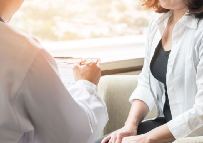 Woman at doctor visit