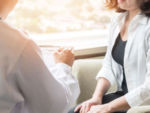 Woman at doctor visit