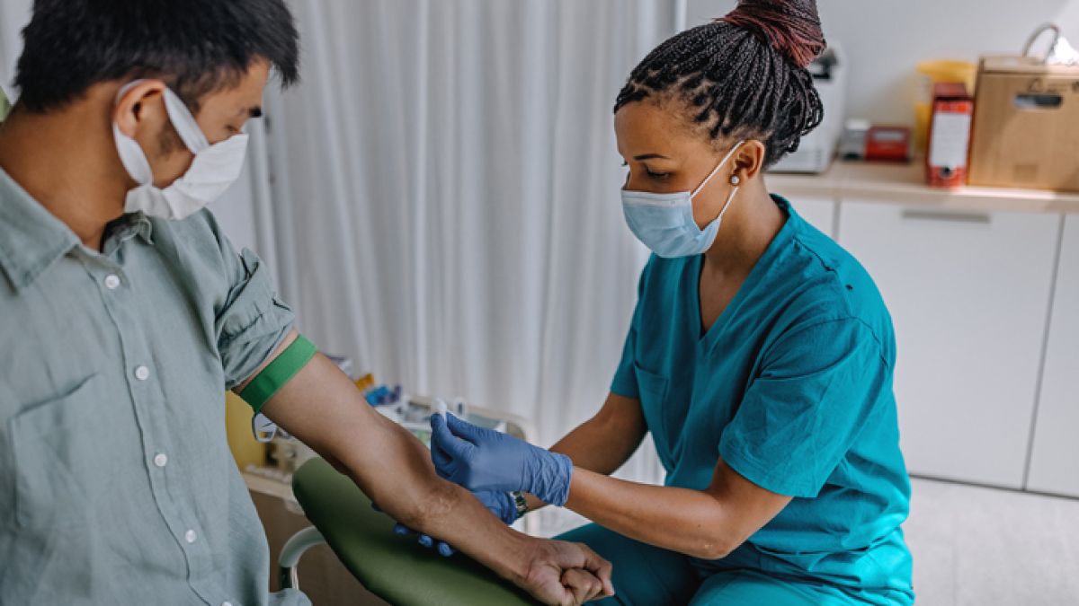 Man donating blood