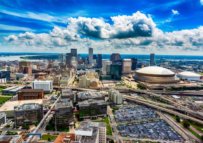 New Orleans Superdome and city skyline