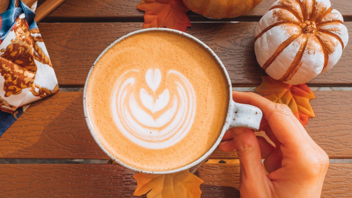 cup of pumpkin spice latte with cute design
