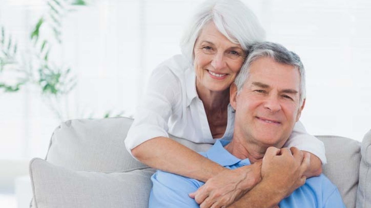 Smiling older couple
