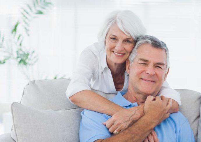 Smiling older couple