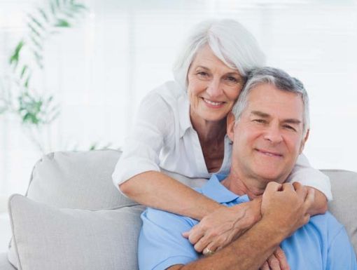 Smiling older couple