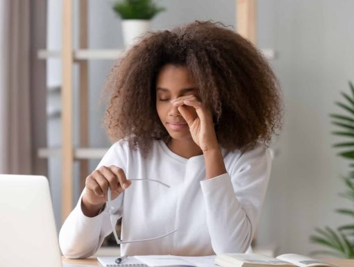 Woman with migraine headache