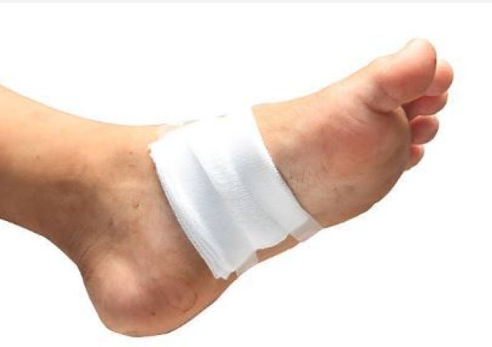 Foot bandaged