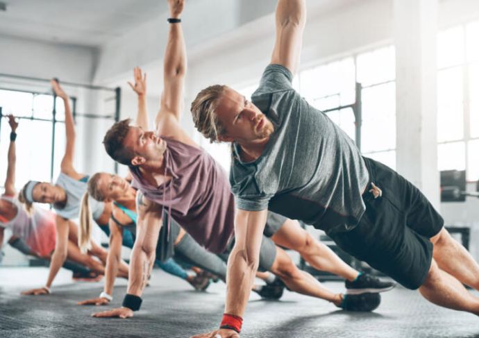 Men exercising jock itch