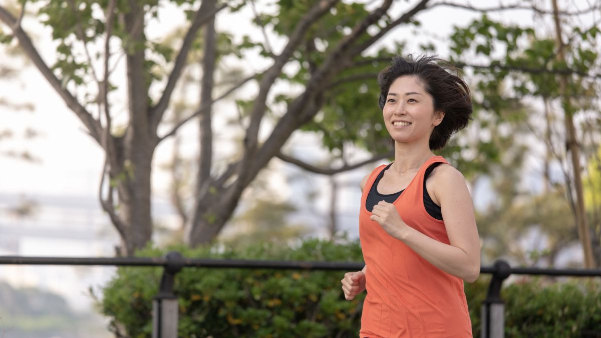 Woman running outside