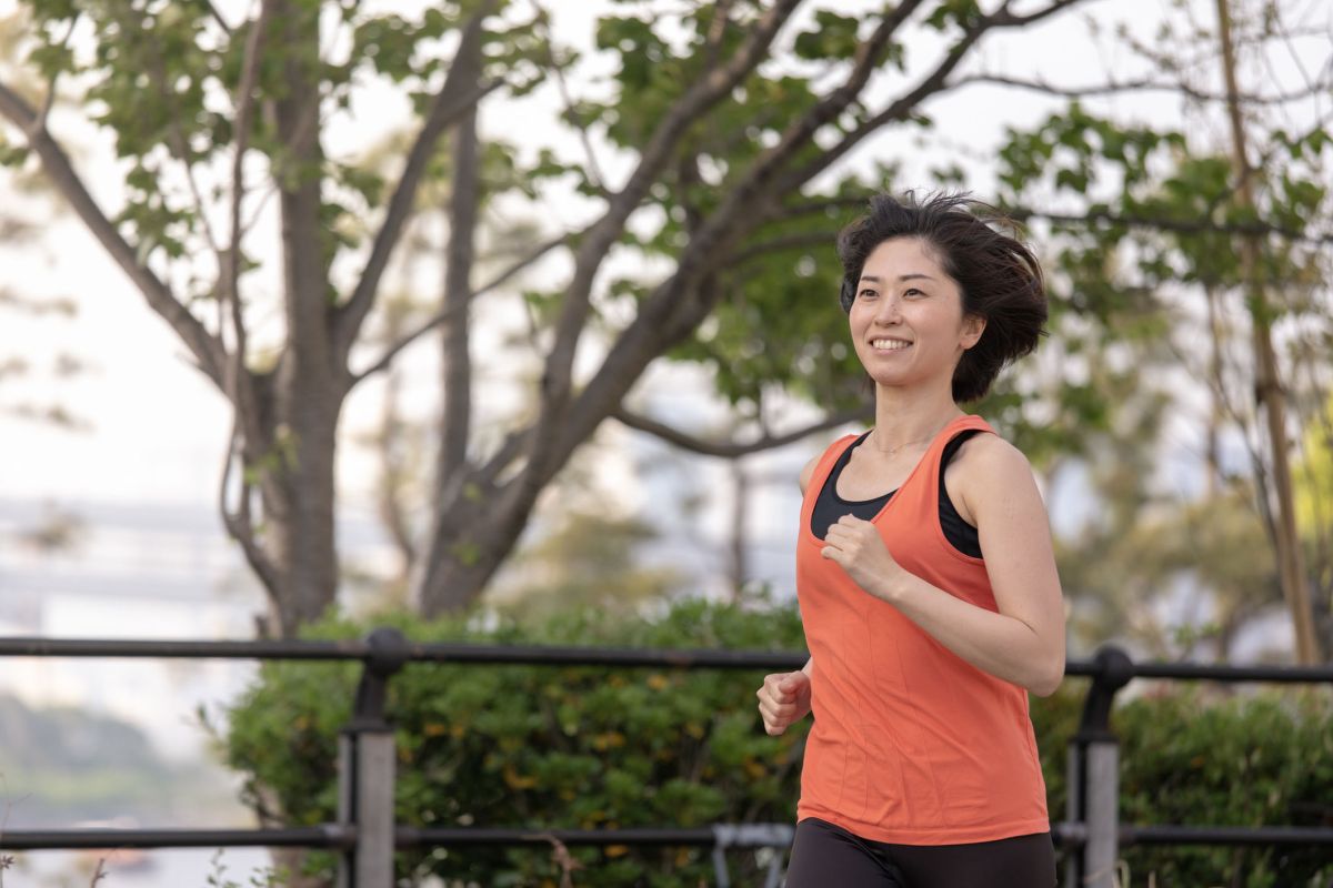 Woman running outside
