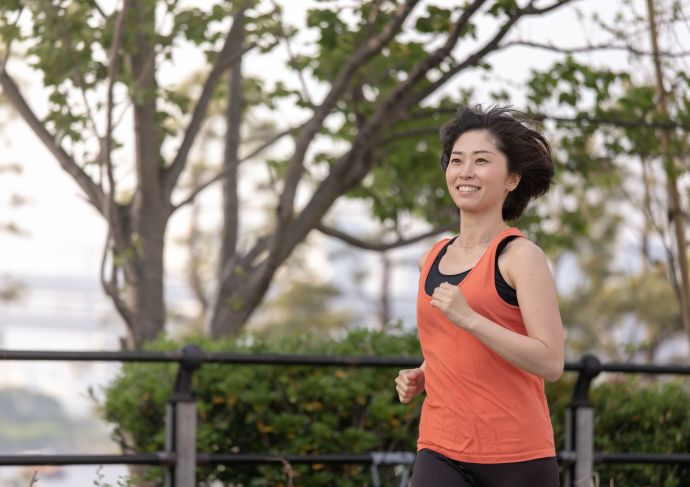 Woman running outside