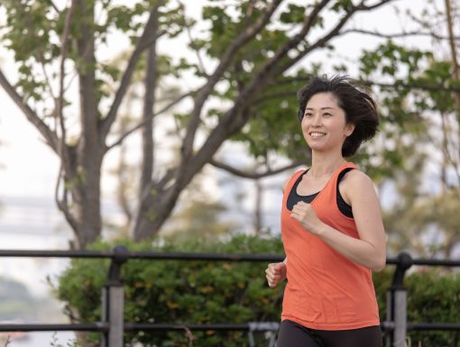 Woman running outside
