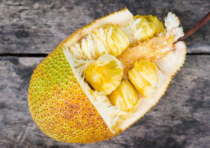 Jackfruit that has been cut open
